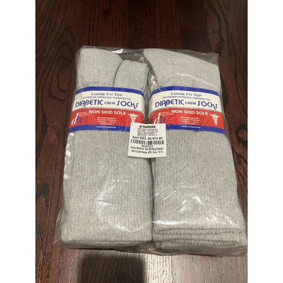 Debra Weitzner Non Binding Diabetic Men's Crew Socks, 6-Pack, Gray, Size 13-15 - Picture 1 of 3